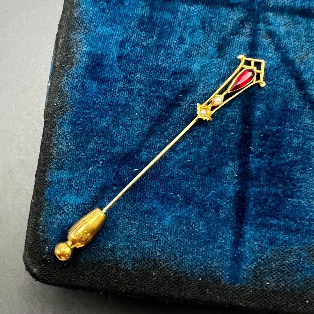 Antique Victorian 10kt Gold Paste Stone Stick Pin